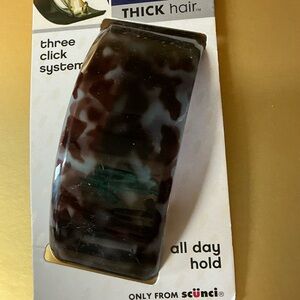 Scünci Aqua Blue Brown Leopard Thick Hair Clip Snap